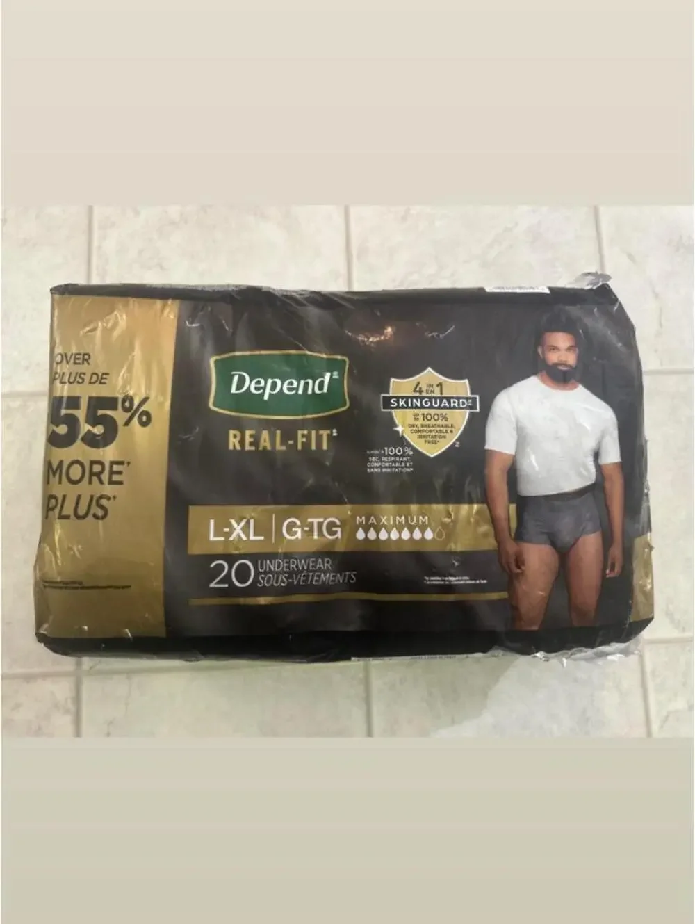 Depend Real-Fit Men's Underwear L/XL Maximum Absorbency 20 Count